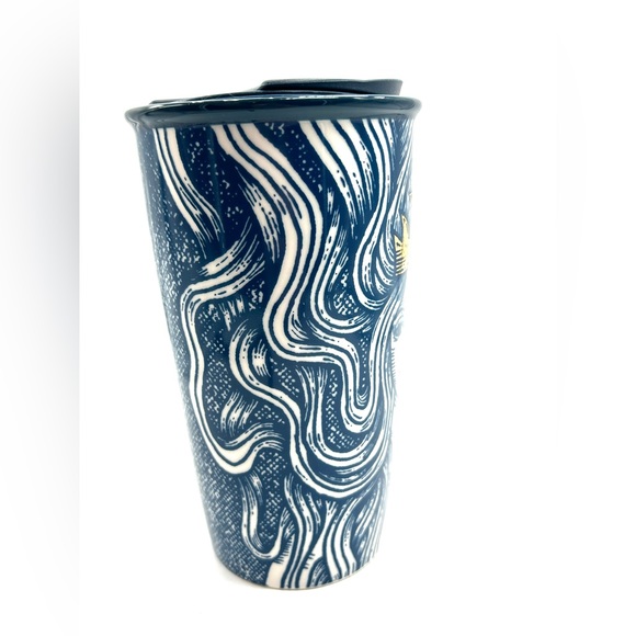 Starbucks 2016 Gold Crown Blue Mermaid Siren 12oz Ceramic Travel Tumbler Mug - Picture 7 of 16
